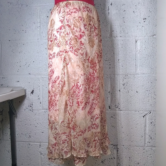 Elementz Sz PL Sheer Pink Floral Midi Layerd Skirt - Picture 4 of 8